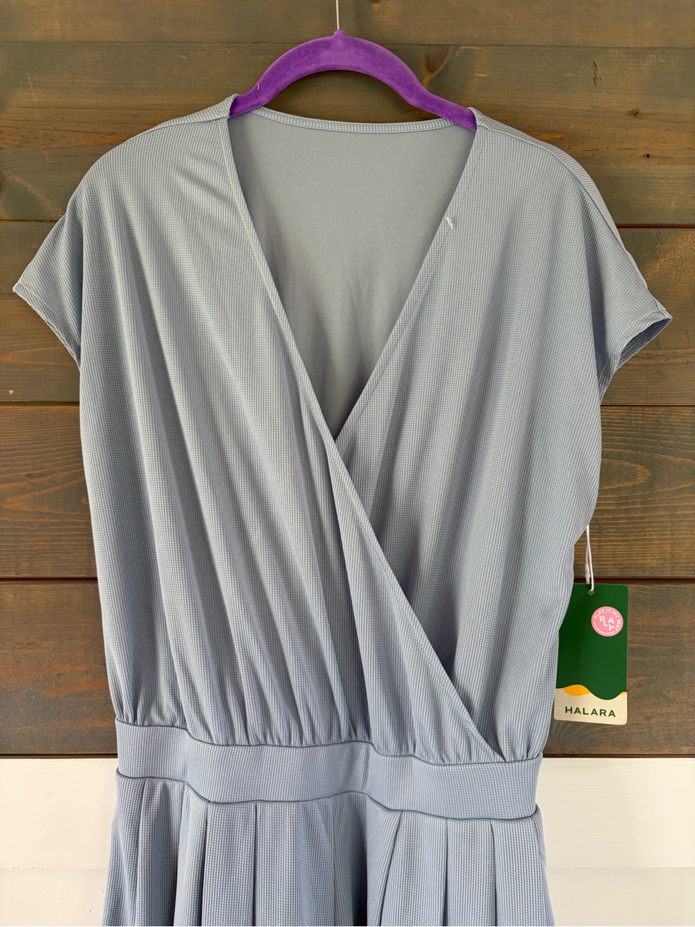 NWT Halara Neck Short Sleeve Pocket Wide Leg Flowy Waffle Jumpsuit Med Petite - Picture 4 of 7